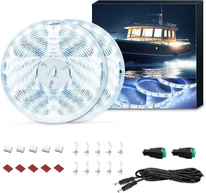UCINNOVATE LED Boat Light, 32.8FT Marine Waterproof LED Strips, Boat Interior Light, Accent Light, Courtesy Interior Lights, Fishing Night for Pontoon Bass Fishing Yacht Kayak (12V, White)