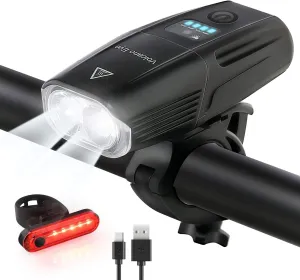 Ultimate Bike Lights Set Super Bright 2000 Lumens Powerful Bike Headlight Rechargeable Waterproof 5 Modes Bicycle Taillight Long Distance LED Bike Light for Night and Daytime Riding