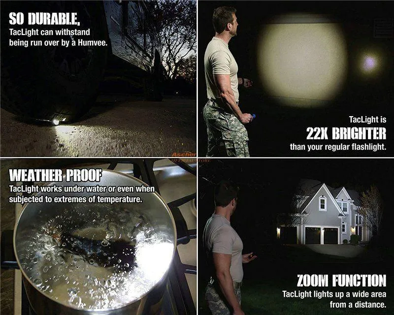 Ultra Bright Aluminum Tactical Flashlight (RECHARGEABLE)