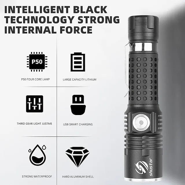 Ultra Bright Flashlight with XHP50 Glare Torch Zoomable Portable Long-range Camping Light Waterproof Suitable for Adventure
