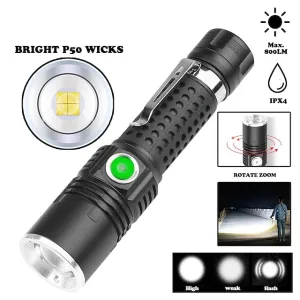 Ultra Bright Flashlight with XHP50 Glare Torch Zoomable Portable Long-range Camping Light Waterproof Suitable for Adventure