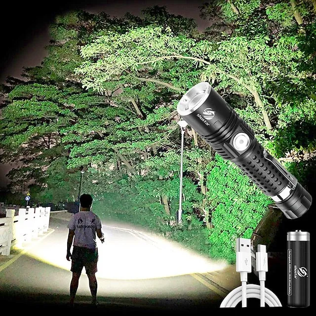 Ultra Bright Flashlight with XHP50 Glare Torch Zoomable Portable Long-range Camping Light Waterproof Suitable for Adventure