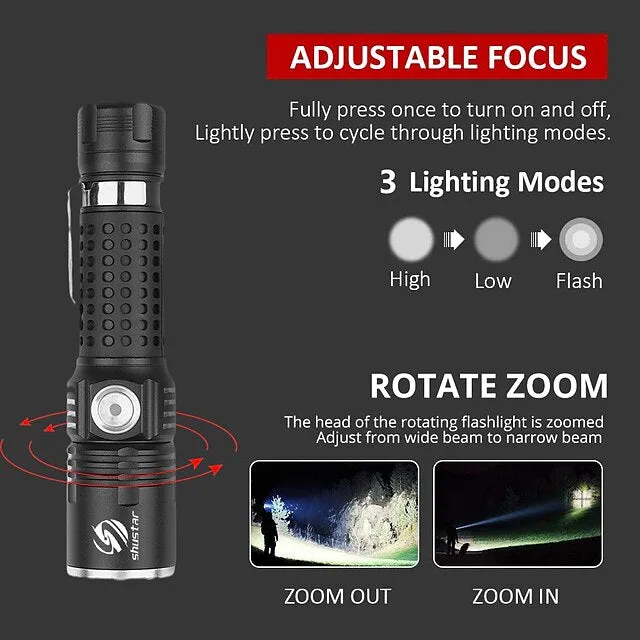 Ultra Bright Flashlight with XHP50 Glare Torch Zoomable Portable Long-range Camping Light Waterproof Suitable for Adventure