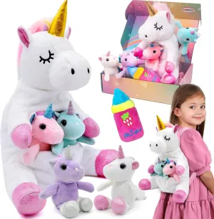 Unicorns Gifts for Girls Unicorn Stuffed Animals Unicorn Plush Toys Mommy Unicorn with 4 Babies Valentines Christmas Birthday Gifts for Girls Kids Toys Age 4 5 6 7 8  Year Old