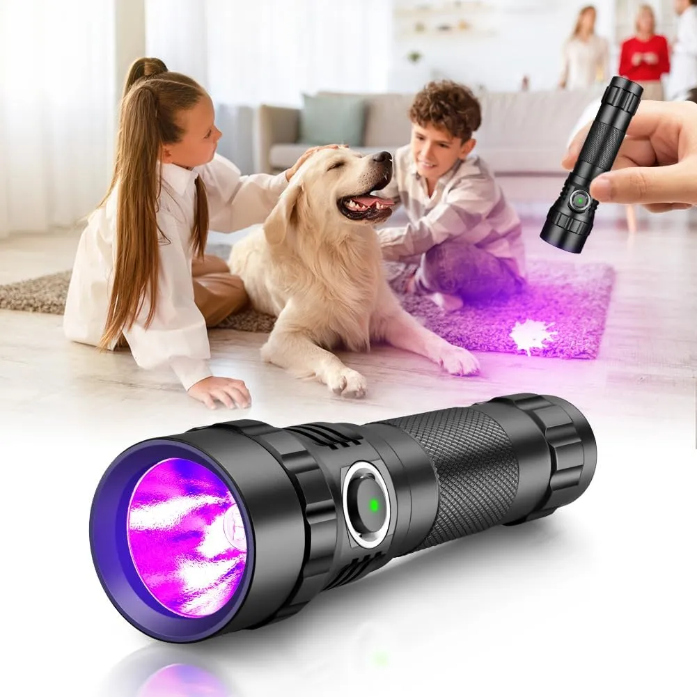 UniqueFire 501B-Pro 395nm UV Flashlight, High Power 10W USB Rechargeable UV Resin Light, 2 Mode LED Handheld Uv Flashlights Powerful Handheld Detector for Pet Urine, Fluorescence etc.