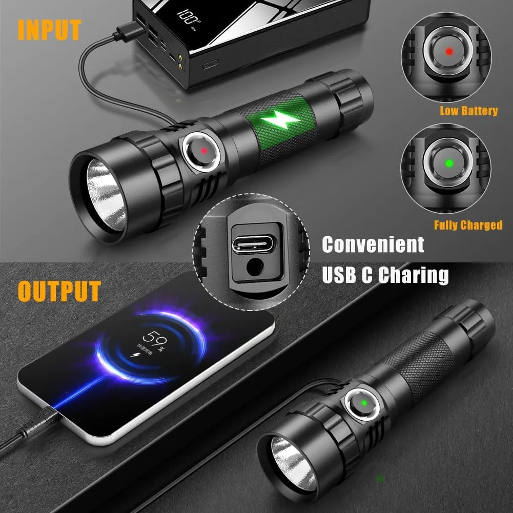 UniqueFire 501B-Pro 395nm UV Flashlight, High Power 10W USB Rechargeable UV Resin Light, 2 Mode LED Handheld Uv Flashlights Powerful Handheld Detector for Pet Urine, Fluorescence etc.