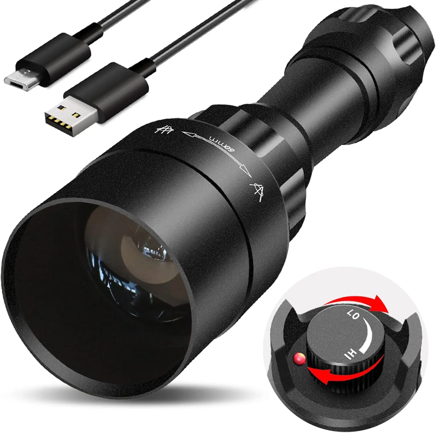 UniqueFire 850nm IR Illuminator Flashlight Lights for Night Vision, Zoomable LED Infrared Flashlight Light Rechargeable Illuminator with Rapid Focus & Dimmer Switch,Ships from Local U.S. Warehouse