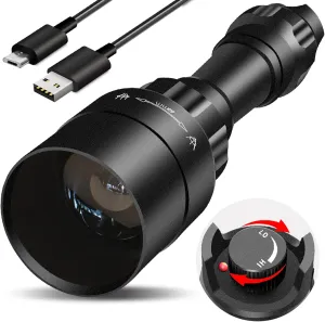 UniqueFire 850nm IR Illuminator Flashlight Lights for Night Vision, Zoomable LED Infrared Flashlight Light Rechargeable Illuminator with Rapid Focus & Dimmer Switch,Ships from Local U.S. Warehouse