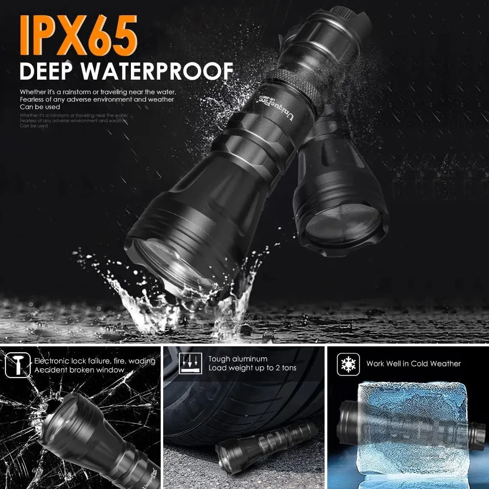 UniqueFire 850nm IR Illuminator Flashlight Lights for Night Vision,Fresnel Lens Zoomable Infrared Torch Light Rechargeable,Rapid Focus & Dimmer Switch,Exquisite Black Box Packaging Max Lighting 1000M
