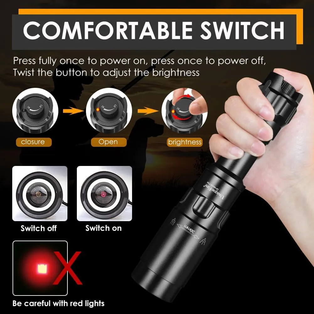 UniqueFire Upgrade 1605N T38 IR 940nm Illuminator LED Infrared USB Rechargeable Flashlight, Zoomable Tactical Torch Set, Rapid Focus & Dimmer Switch with LED Indicator, Lighting Up to 500M 
