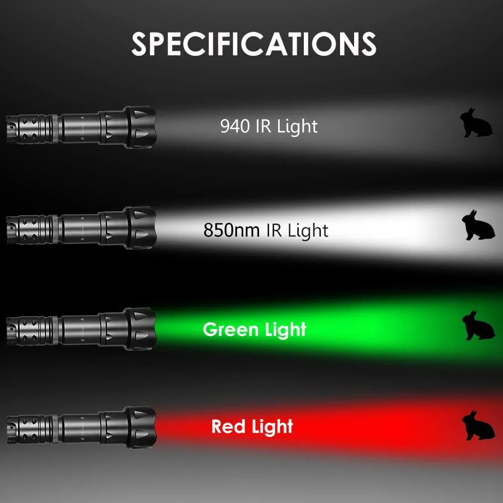 UniqueFire Vcsel 850nm / 940nm IR Illuminator Flashlight for Night Vision Scope,44mm Fresnel Lens Red/Green Hunting Illuminator Flashlight Light,Total 4 Pills/Charging Kit/Brackets
