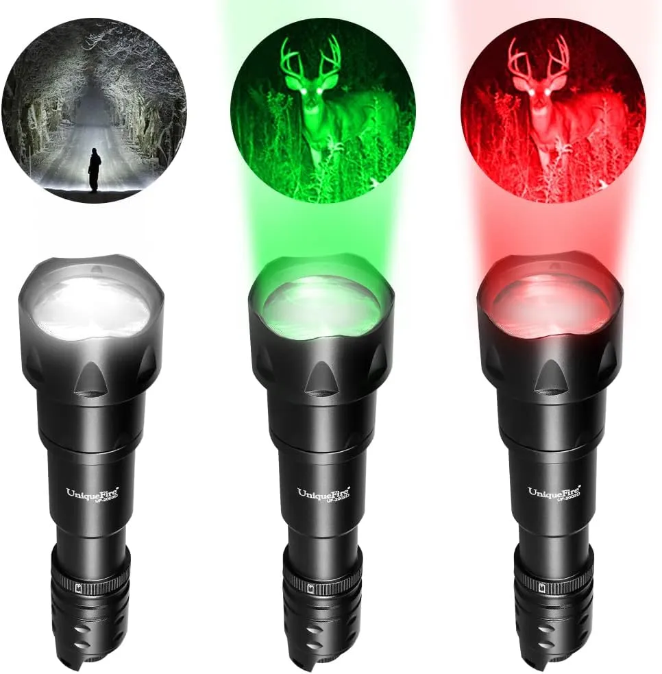 UniqueFire Vcsel 850nm / 940nm IR Illuminator Flashlight for Night Vision Scope,44mm Fresnel Lens Red/Green Hunting Illuminator Flashlight Light,Total 4 Pills/Charging Kit/Brackets