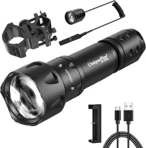 UniqueFire Vcsel 940nm IR Illuminator Flashlight Lights for Night Vision,Zoomable Fresnel Lens Infrared LED Torch Light Rechargeable with Remote Pressure Switch & Bracket Max Illuminate 1000Meters