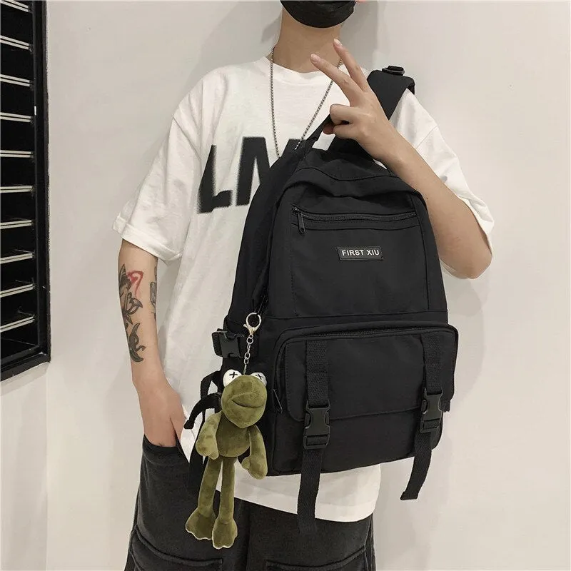 Unisex Multi-pocket Eye-splice Backpack Large Capacity Lovers Waterproof Nylon Schoolbag Women Laptop Backpack Travel Bag