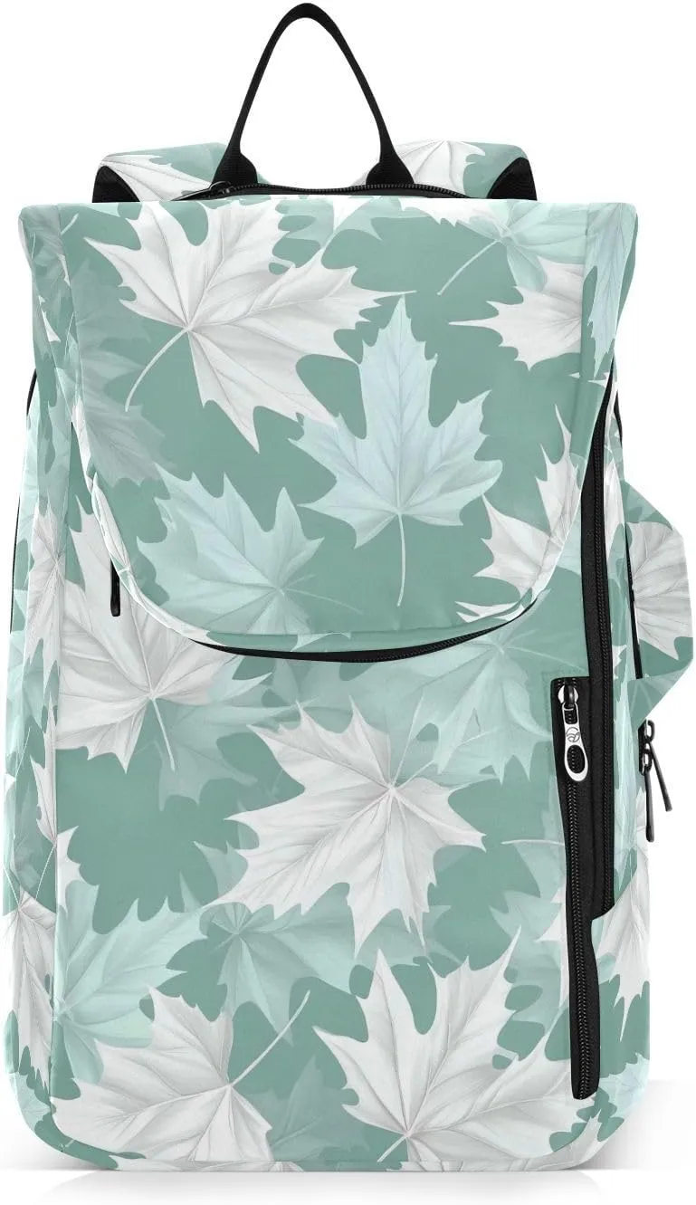 Unisex Tennis Bag Cute Sturdy Maple Leaves Mint Greenmless Pattern Sports Accessories Backpack for Women, Men, Teenagers funda para
