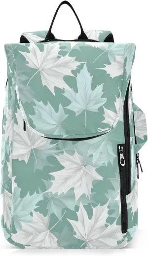 Unisex Tennis Bag Cute Sturdy Maple Leaves Mint Greenmless Pattern Sports Accessories Backpack for Women, Men, Teenagers funda para