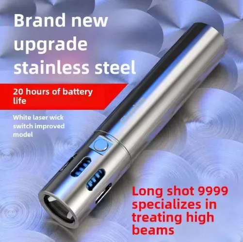 Updated High-grade Stainless Steel 100000Lumens White Laser Tactical Flashlight With 2Pcs 21700 Tesla Li-ion Battery 40 Hours High Endurance 20 Years of Use