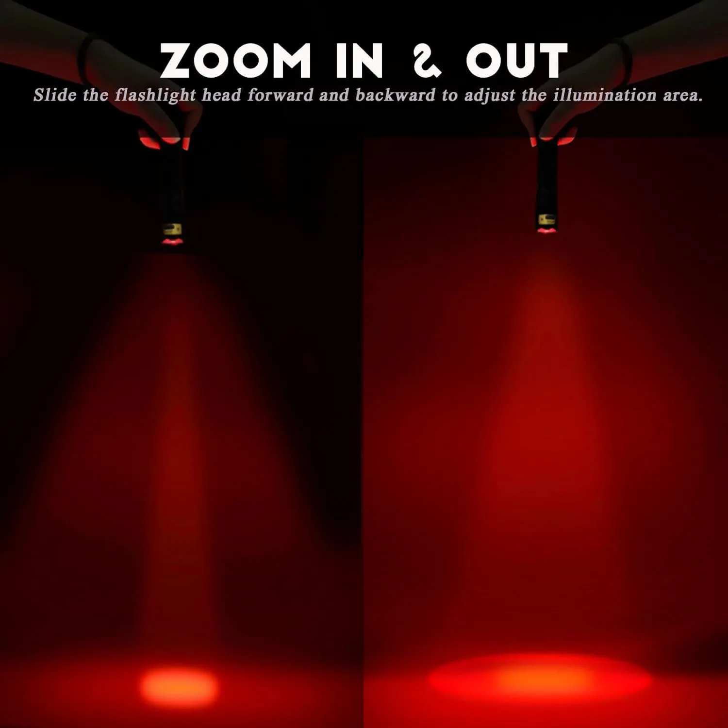 Upgraded Red Flashlight, Bright White & High/Low Power Red Light Options with Memory, Zoom Lens, Small Portable LED Torch for Aviation, Astronomy, Night Vision - AAA Batteries Included