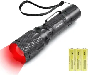 Upgraded Red Flashlight, Bright White & High/Low Power Red Light Options with Memory, Zoom Lens, Small Portable LED Torch for Aviation, Astronomy, Night Vision - AAA Batteries Included
