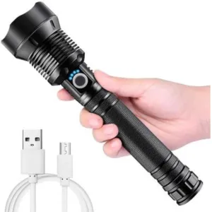 USB Rechargeable Flashlight XHP90 High Power 2500000LM Super Bright Torch