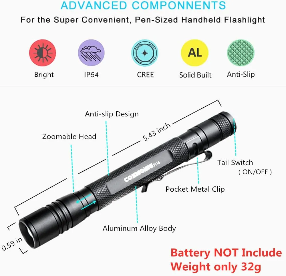 UV Flashlight LED 395nm Blacklight, Zoomable Pen Flashlight IP54 Waterproof Detector for Pet Urine, Cat Dog Stains, Bed Bug, Household Wardrobe Toilet - 3 Pack