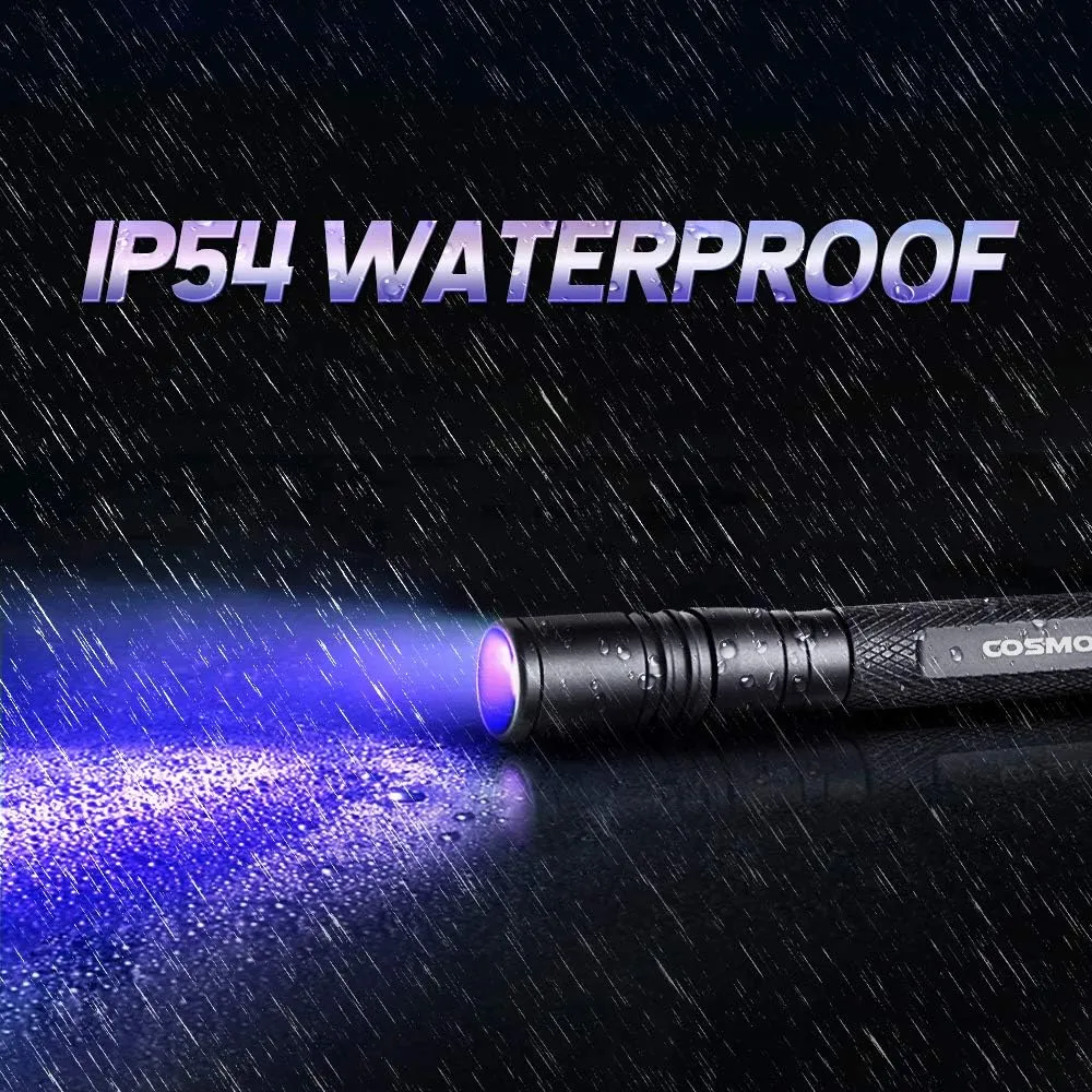 UV Flashlight LED 395nm Blacklight, Zoomable Pen Flashlight IP54 Waterproof Detector for Pet Urine, Cat Dog Stains, Bed Bug, Household Wardrobe Toilet - 3 Pack