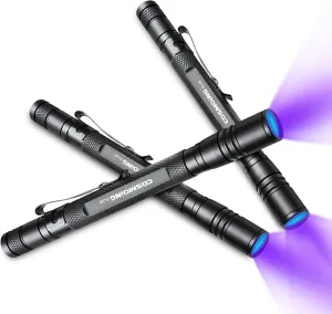 UV Flashlight LED 395nm Blacklight, Zoomable Pen Flashlight IP54 Waterproof Detector for Pet Urine, Cat Dog Stains, Bed Bug, Household Wardrobe Toilet - 3 Pack