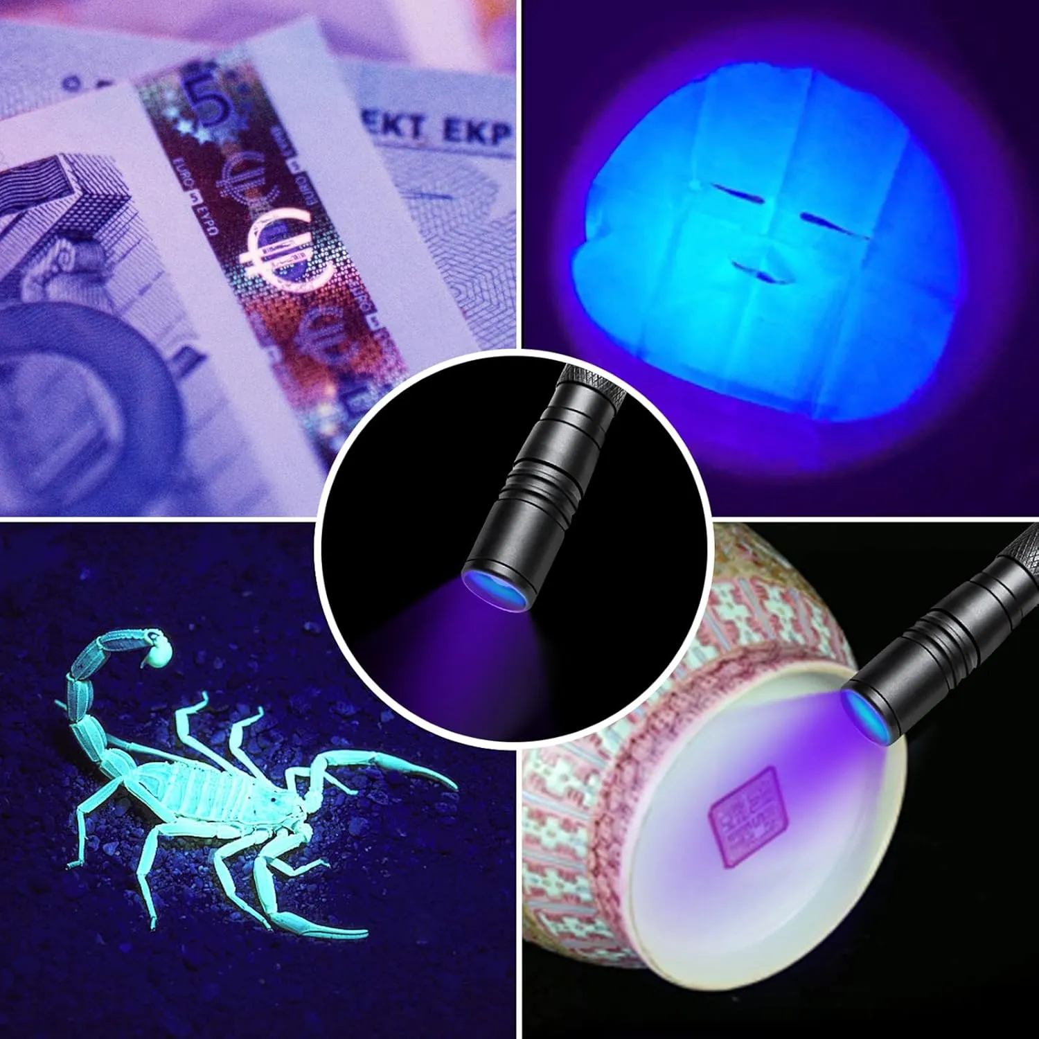 UV Flashlight LED 395nm Blacklight, Zoomable Pen Flashlight IP54 Waterproof Detector for Pet Urine, Cat Dog Stains, Bed Bug, Household Wardrobe Toilet - 3 Pack