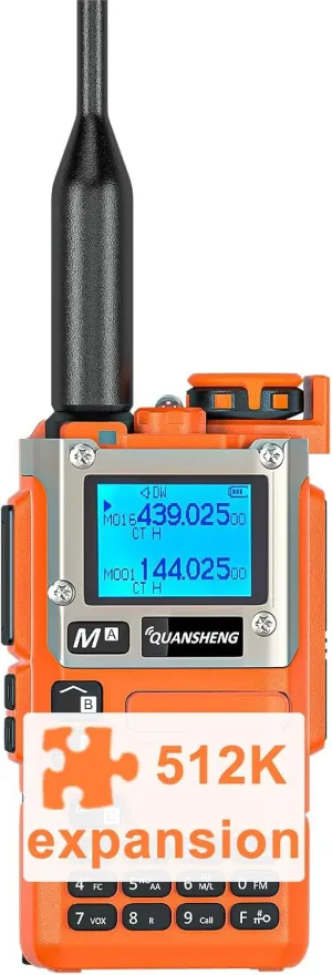 UV-K5(8) Two Way Radio 512K Expansion Upgrade Long Range UV-K6 Walkie Talkie NOAA Weather Forecast DTMF Hanheld Radio UV-K5 8 USB-C Charging (Orange(512K Expansion))