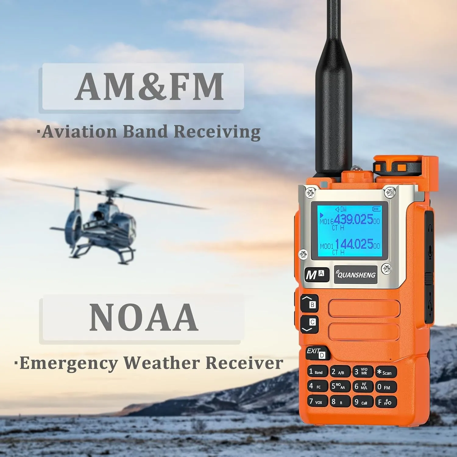 UV-K5(8) Two Way Radio 512K Expansion Upgrade Long Range UV-K6 Walkie Talkie NOAA Weather Forecast DTMF Hanheld Radio UV-K5 8 USB-C Charging (Orange(512K Expansion))