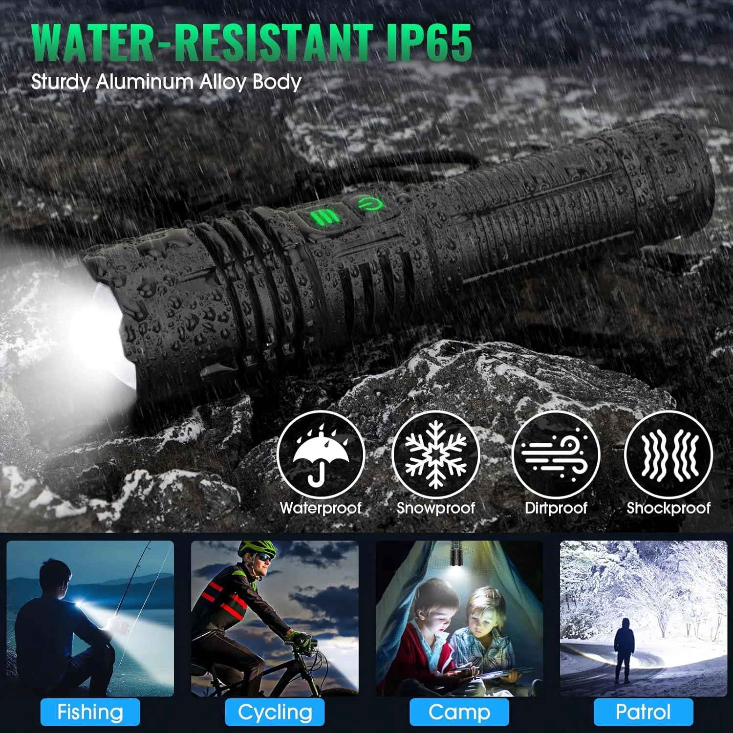 UV&High Lumens Flashlight Rechargeable, 2-in-1 Powerful Blacklight LED Flashlight Tactical 6 Modes Super Bright Waterproof Zoomable Detector for Pet Urine Curing Resin Camping Emergencies (2 Pack)