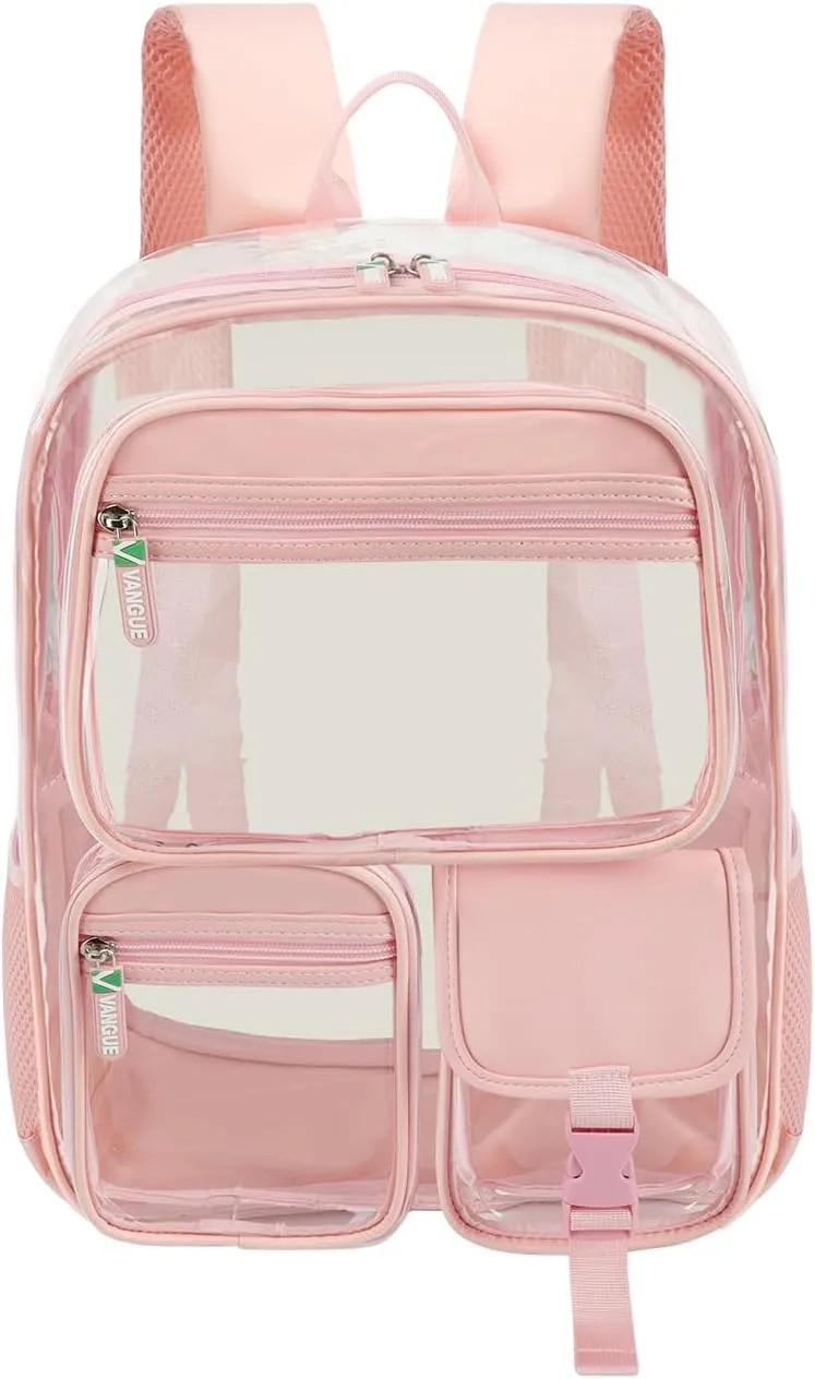 Vangue Clear Backpack Stadium Approved Heavy Duty Clear Bookbag with Padded Straps for Sport Events