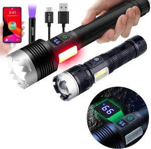 VASTFIRE Ultra Bright Rechargeable LED Flashlight - High Lumens, Long-Lasting, Portable, Waterproof, Zoomable, Tactical, Camping & Emergency Use, Hiking, Water Resistant, Battery Operated, Durable