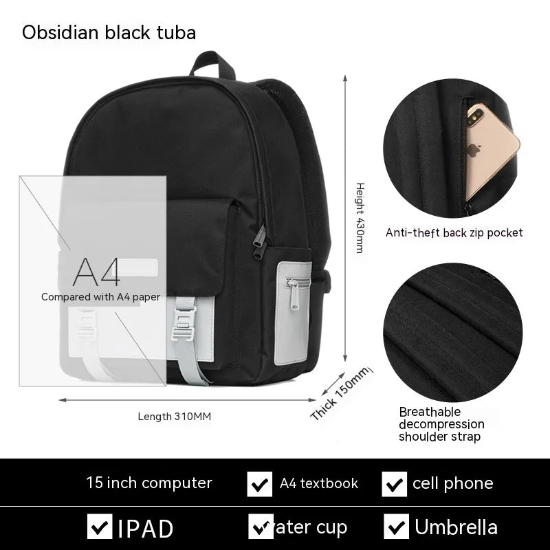 Versatile Large Capacity Solid Color Travel Backpack