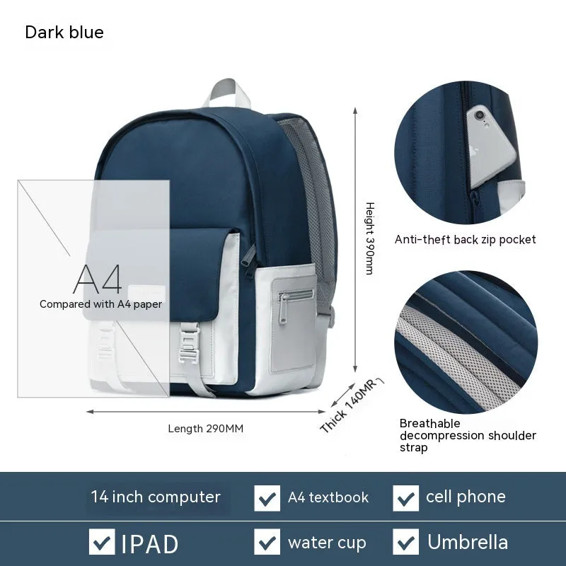Versatile Large Capacity Solid Color Travel Backpack