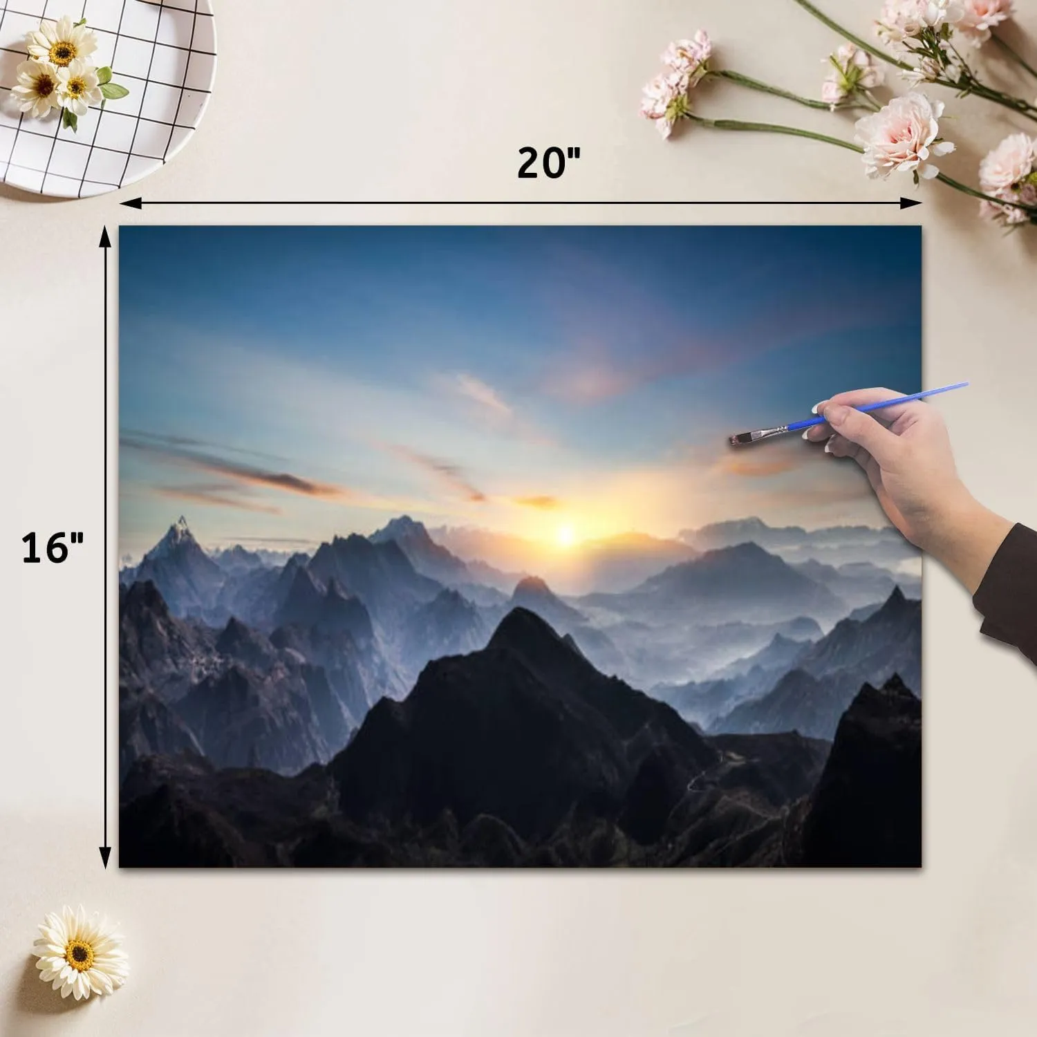 VETEB Paint by Numbers Kit for Adults Beginner Aerial View Misty Mountains Sunrise DIY Painting by Numbers on Canvas Acrylic Oil Painting for Home Decor Gifts 16"x20"
