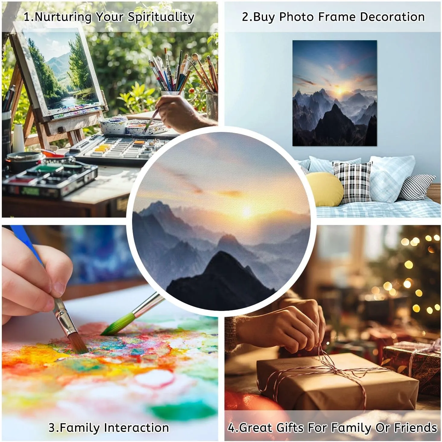 VETEB Paint by Numbers Kit for Adults Beginner Aerial View Misty Mountains Sunrise DIY Painting by Numbers on Canvas Acrylic Oil Painting for Home Decor Gifts 16"x20"