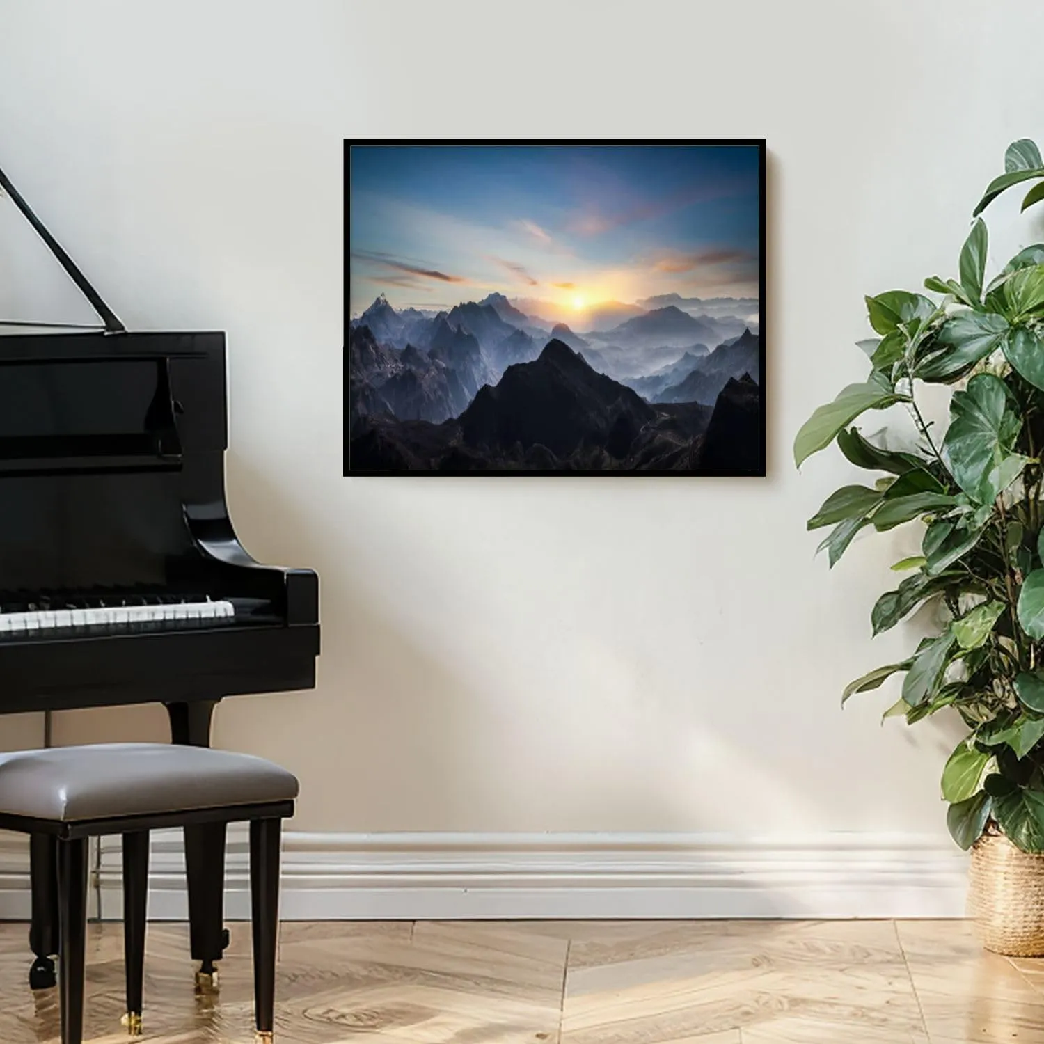 VETEB Paint by Numbers Kit for Adults Beginner Aerial View Misty Mountains Sunrise DIY Painting by Numbers on Canvas Acrylic Oil Painting for Home Decor Gifts 16"x20"