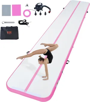 VEVOR Gymnastics Air Mat, Inflatable Track with Electric Pump, Training Mats for Home Use/Gym/Yoga/Cheerleading/Beach/Park/Water