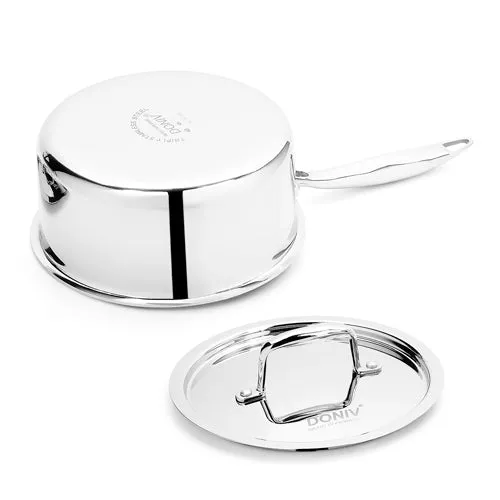 Vinod – Doniv Titanium Triply Stainless Steel Sauce Pan with Cover 14 cm, Capacity 1 Liter, Induction Friendly