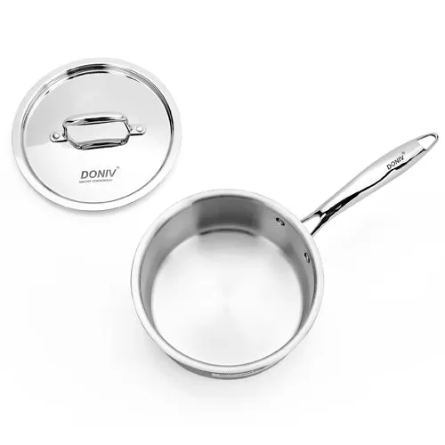 Vinod – Doniv Titanium Triply Stainless Steel Sauce Pan with Cover 14 cm, Capacity 1 Liter, Induction Friendly