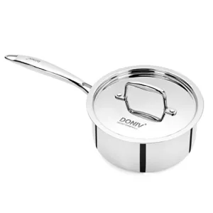 Vinod – Doniv Titanium Triply Stainless Steel Sauce Pan with Cover 14 cm, Capacity 1 Liter, Induction Friendly