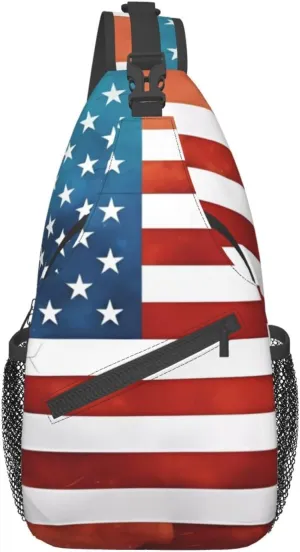 Vintage American Usa Flag Chest Bag Crossbody Bag. Rugged And Durable, High Storage Capacity. Adjustable Strap Length.