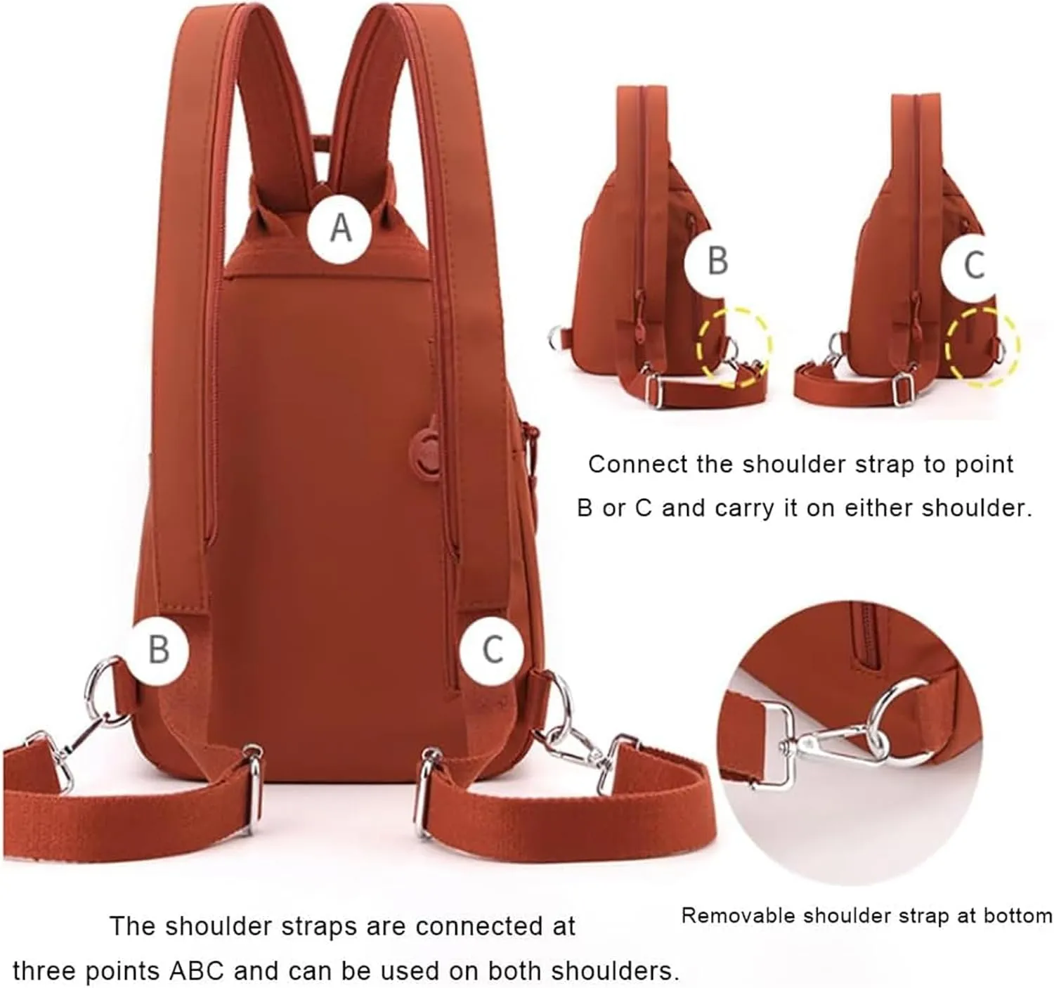 Vovtva Bag, Vovtva Street Lite Chic Versatile Travel Bag, Backpack Chest Bag Double Zipper Large Capacity (Red)