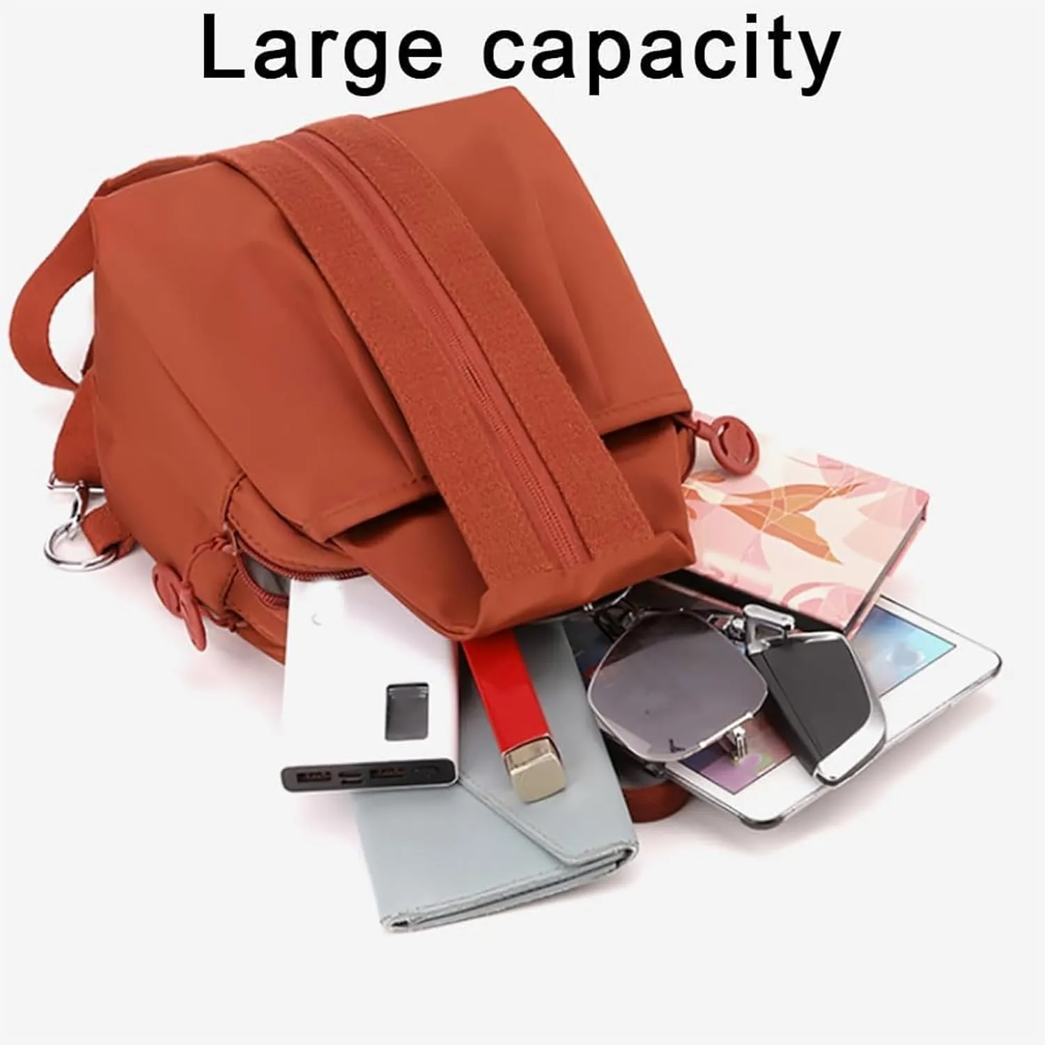 Vovtva Bag, Vovtva Street Lite Chic Versatile Travel Bag, Backpack Chest Bag Double Zipper Large Capacity (Red)