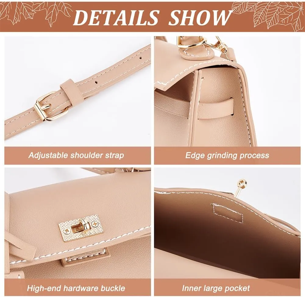 WADORN DIY Women Tote Handbag Making Kit, Imitation Leather Crossbody Shoulder Bag Sewing Set with Instruction Handmade Designer Bag Making Accessories Women Handicraft Gift, 8.4x2.9x5.9 Inch, Khaki