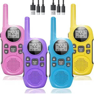 Walkie Talkies for Adults Long Rang - NXGKET 4 Pack Rechargeable Walkie Talkies 2 Way Radio 22 FRS Channel with Flashlight VOX USB-C Cable, Gift for Kids Boys Girls for Camping Hiking Biking Cruises