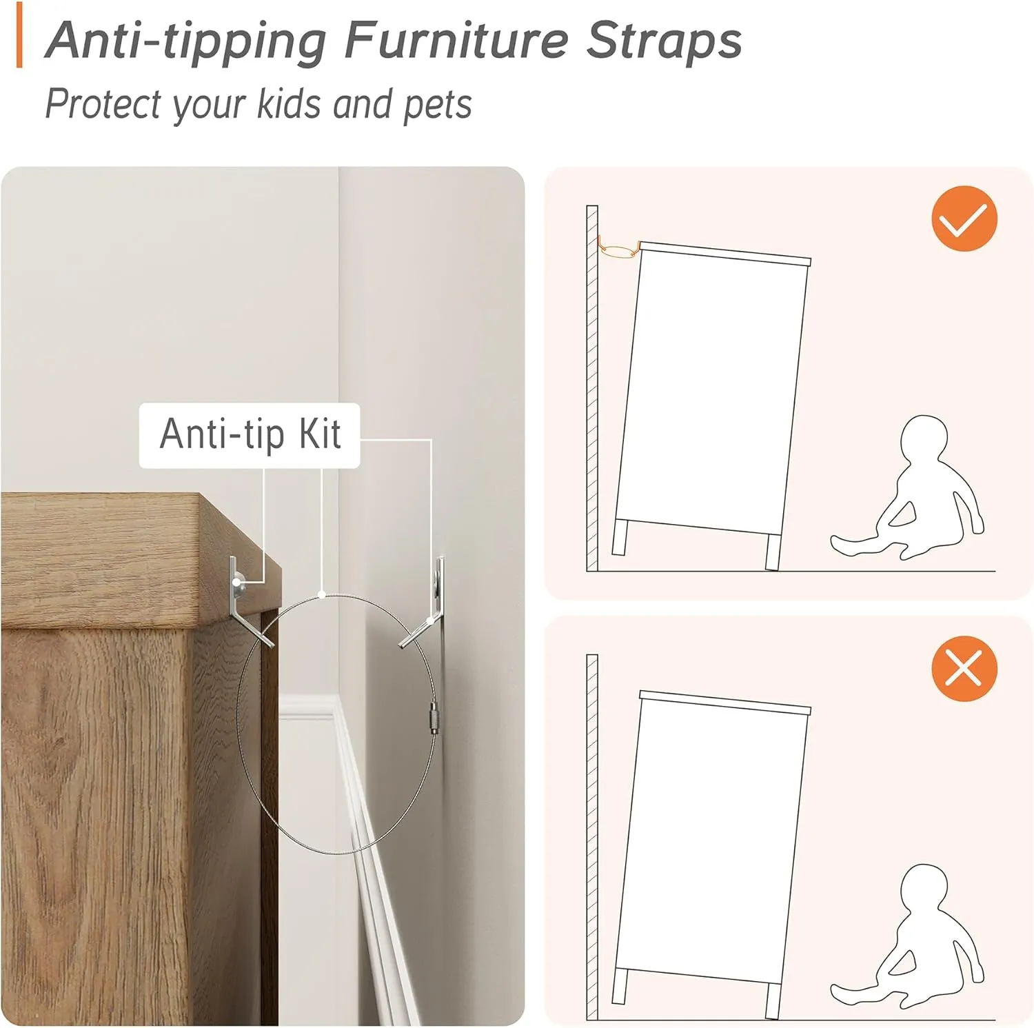 WAMPAT Dresser for Bedroom with 8 Drawers and 2 Storages, Nightstands with Charging Station for Living Room, Oak Kids Dressers with Wide 3 Chest of Drawers, for Nursery, Hallway