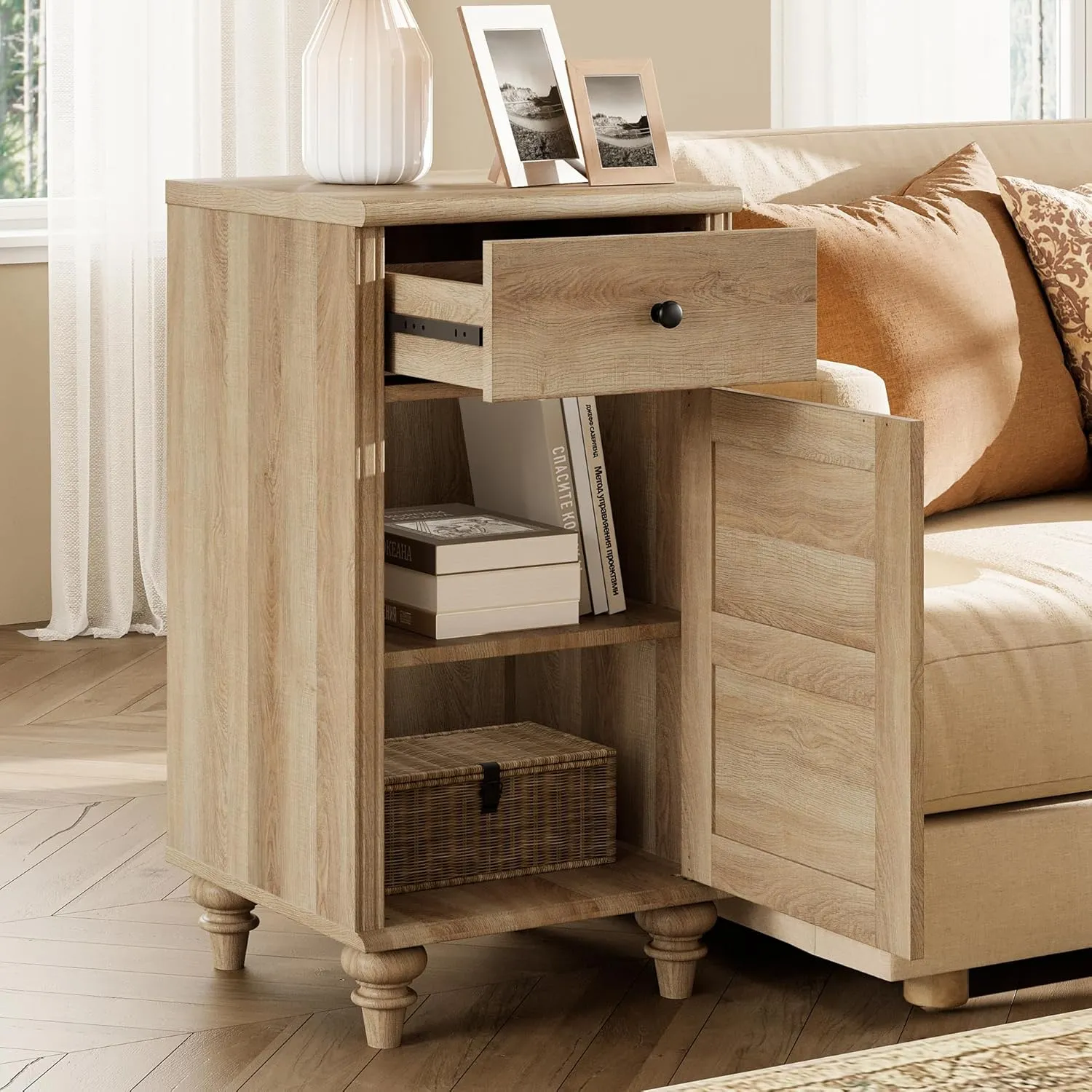 WAMPAT Dresser for Bedroom with 8 Drawers and 2 Storages, Nightstands with Charging Station for Living Room, Oak Kids Dressers with Wide 3 Chest of Drawers, for Nursery, Hallway
