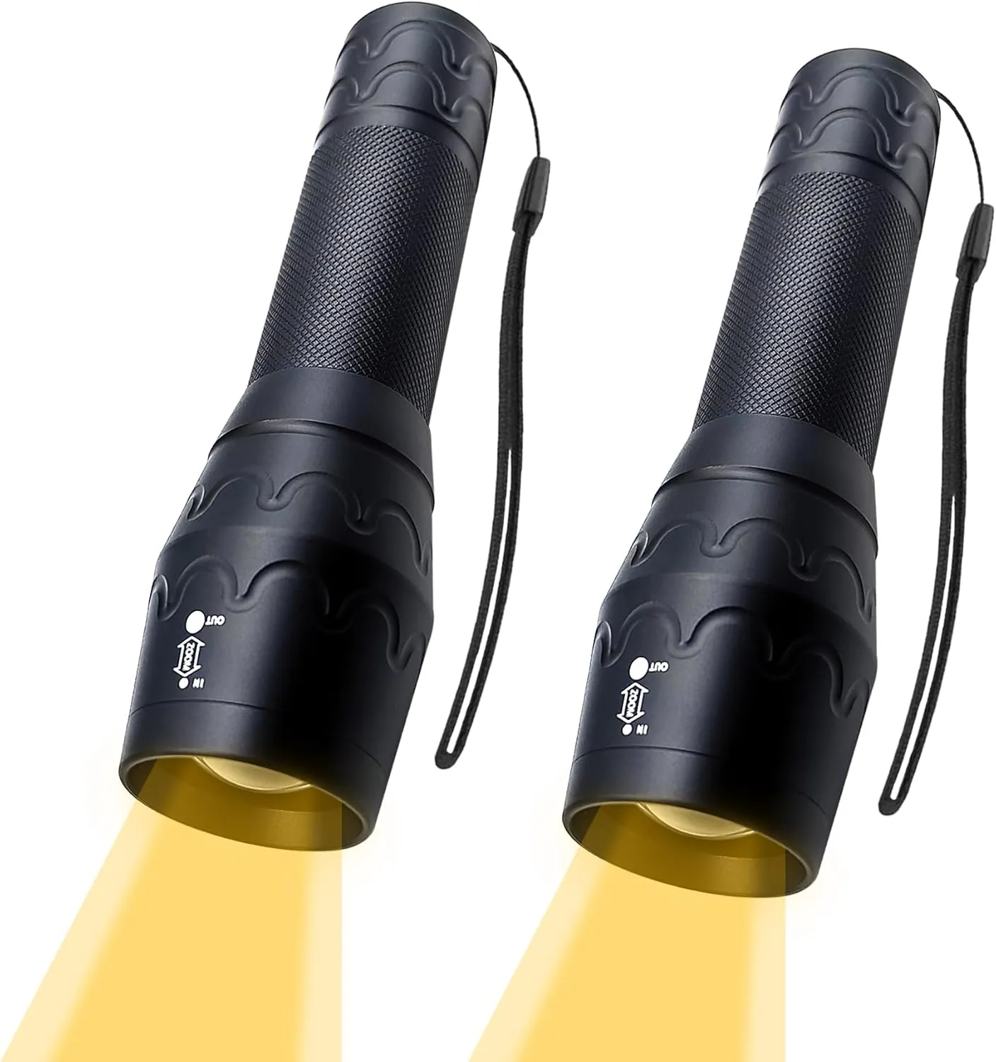 Warm Light LED Flashlight Single Mode Zoomable Flashlights for Sleep Aid, Dog Walking, Reading, Night Vision, 2 Pack